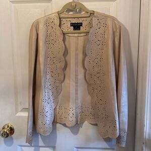 C Concept women’s size 10 gold open front cutout detail leather jacket